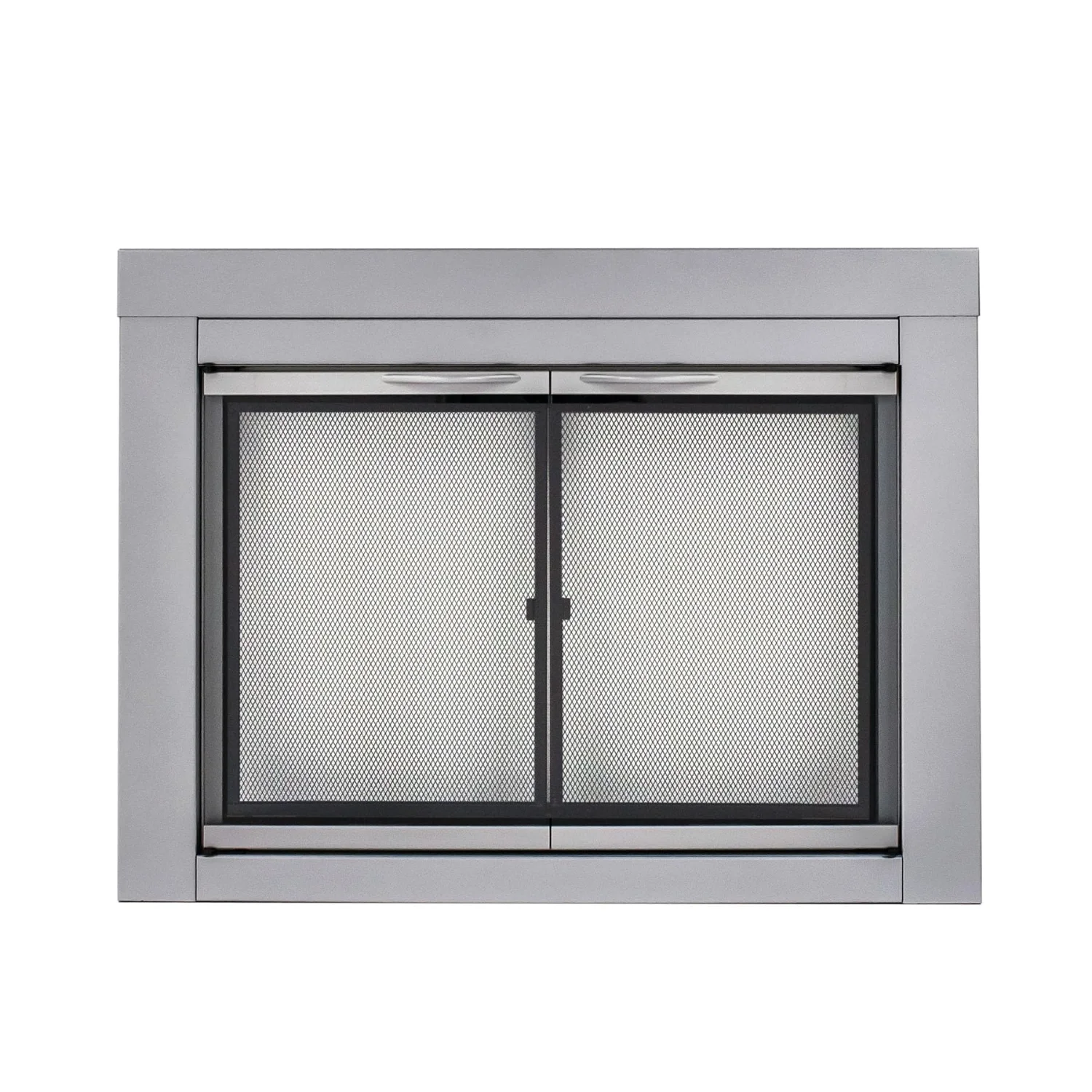 Pleasant Hearth Alpine fireplace glass door, Small, Skyline nickel