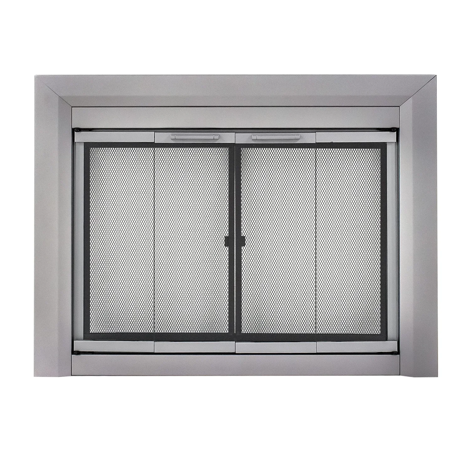 Pleasant Hearth Clairmont fireplace glass door, Medium, Skyline nickel