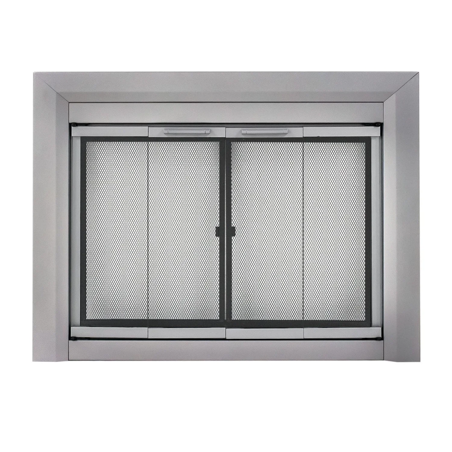 Pleasant Hearth Clairmont fireplace glass door, Large, Skyline nickel