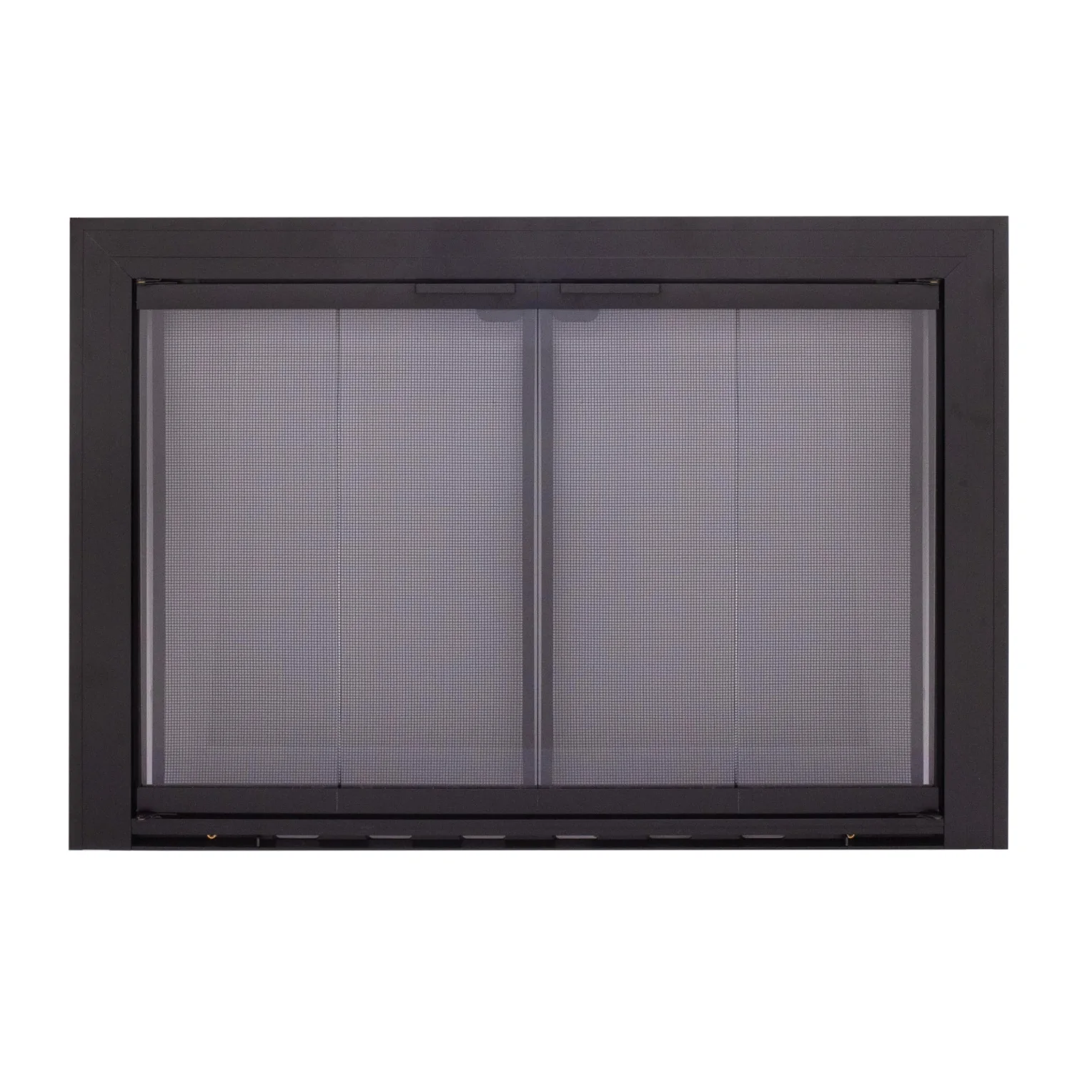 Pleasant Hearth Linear Aluminum fireplace glass door, 40 x 33 in, Black