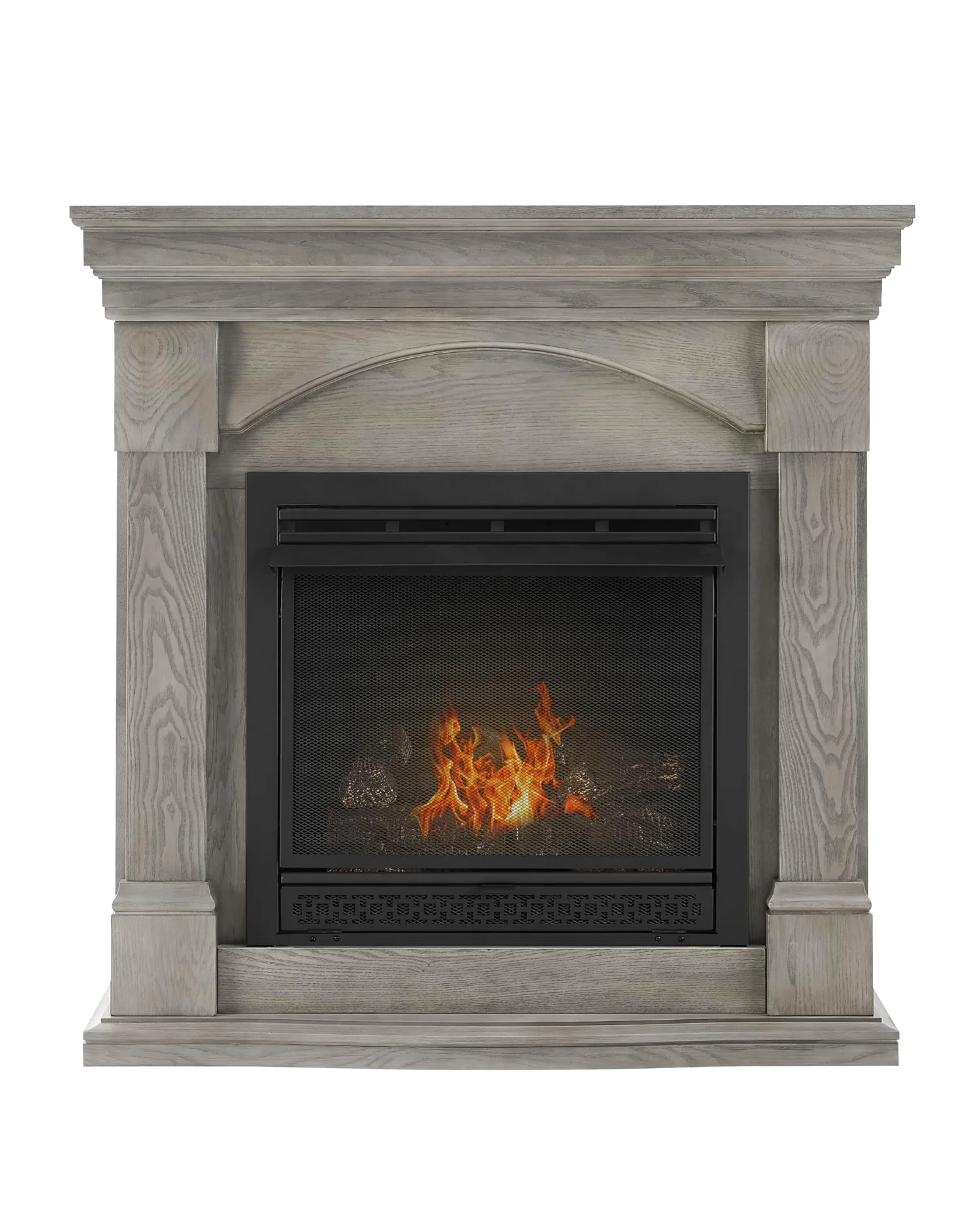 Pleasant Hearth Pewter Oak dual-fuel vent-free fireplace system