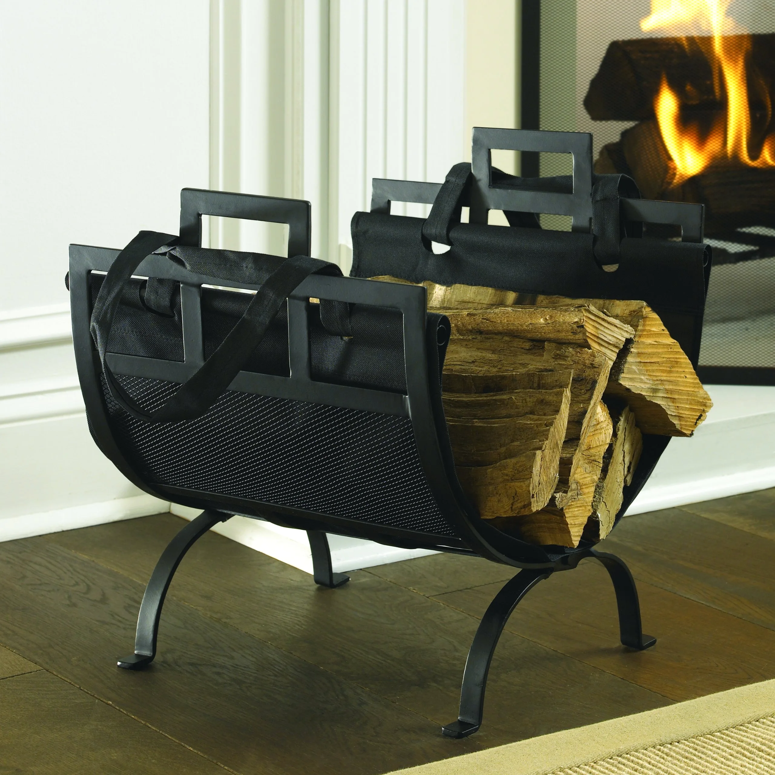 Pleasant Hearth log holders and racks
