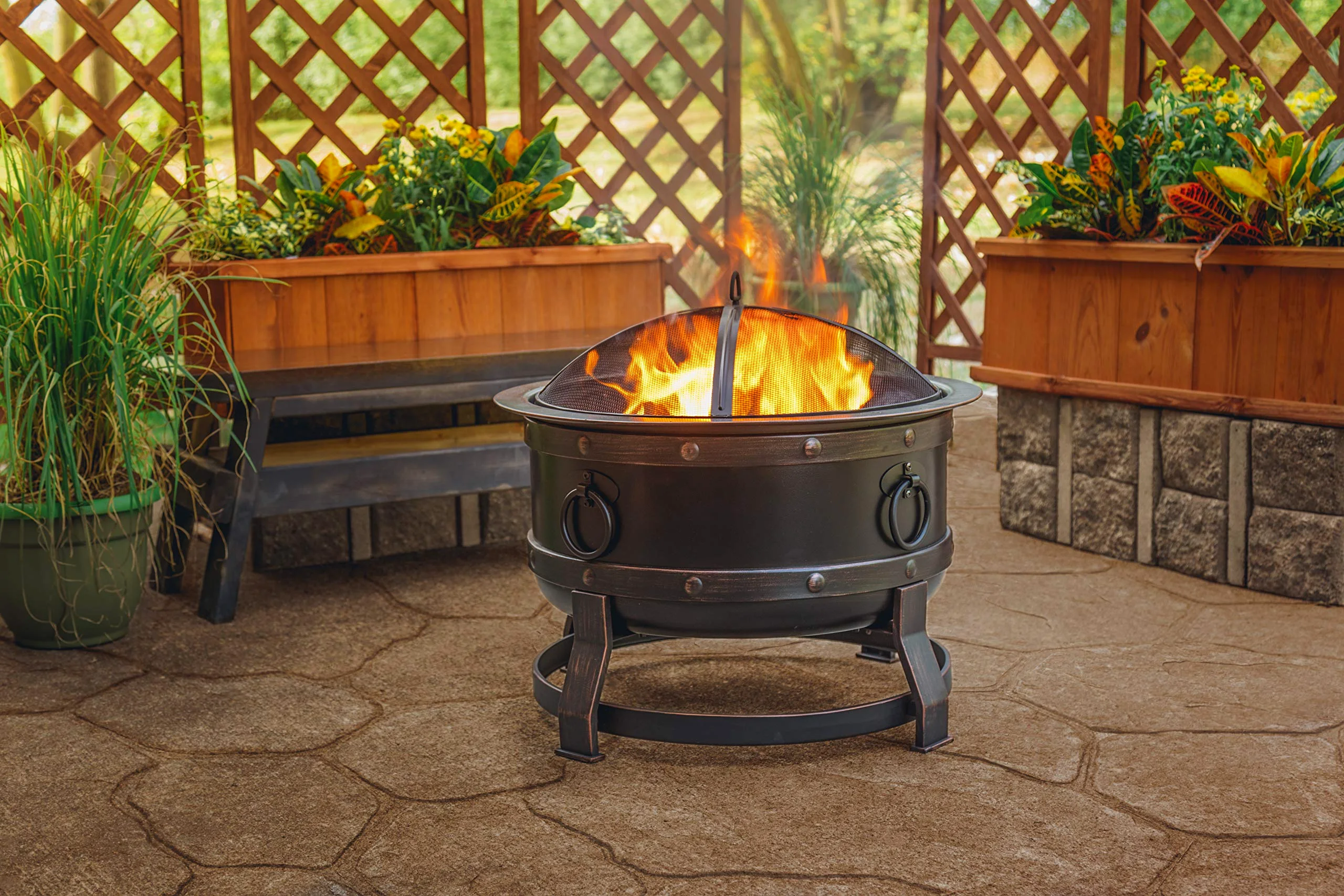 The Killian pit on a stone patio