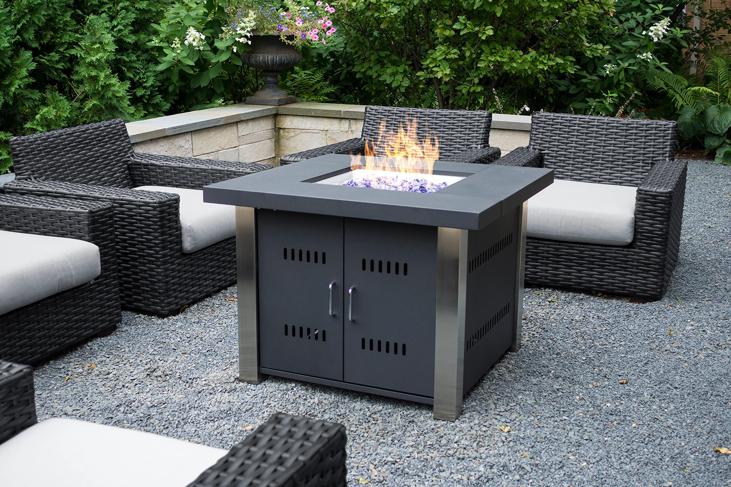 The Montreal propane table on a gravel terrace